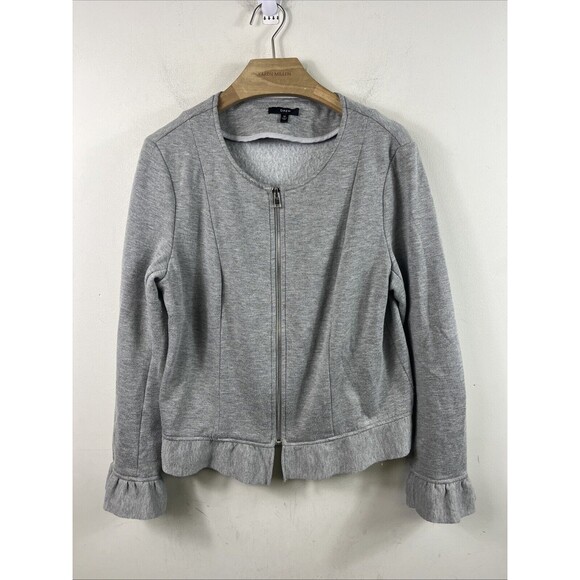 Samantha Dru Full Zip Ruffle Sleeve Sweatshirt Jacket Women's Medium - Picture 1 of 7